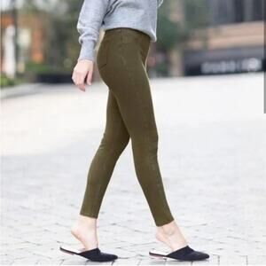 SPANX Jean-ish Ankle Crop Dark Olive Army Green Skinny Leggings Pants Medium